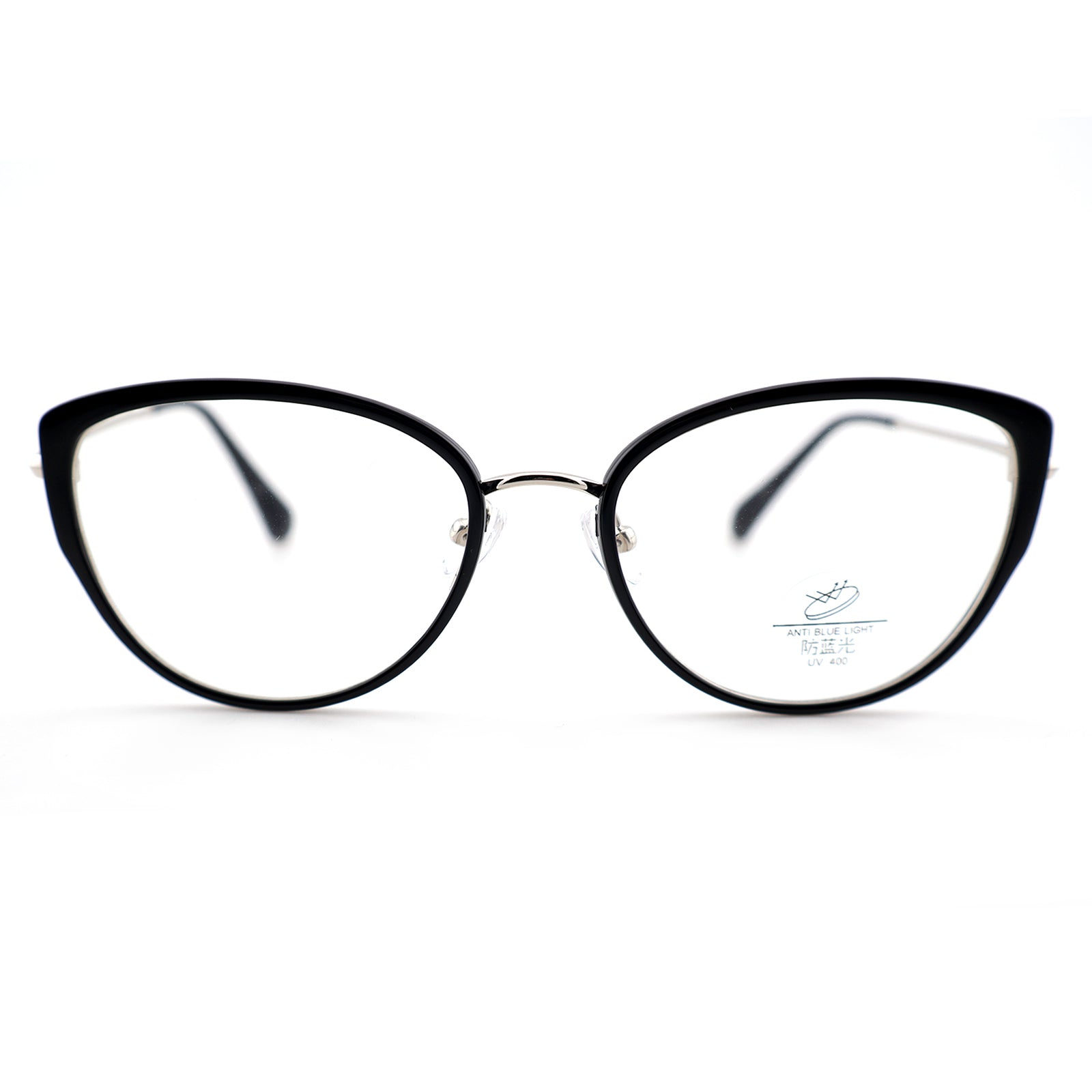 Women’s Retro Cat-Eye Computer Glasses, Silver Accent