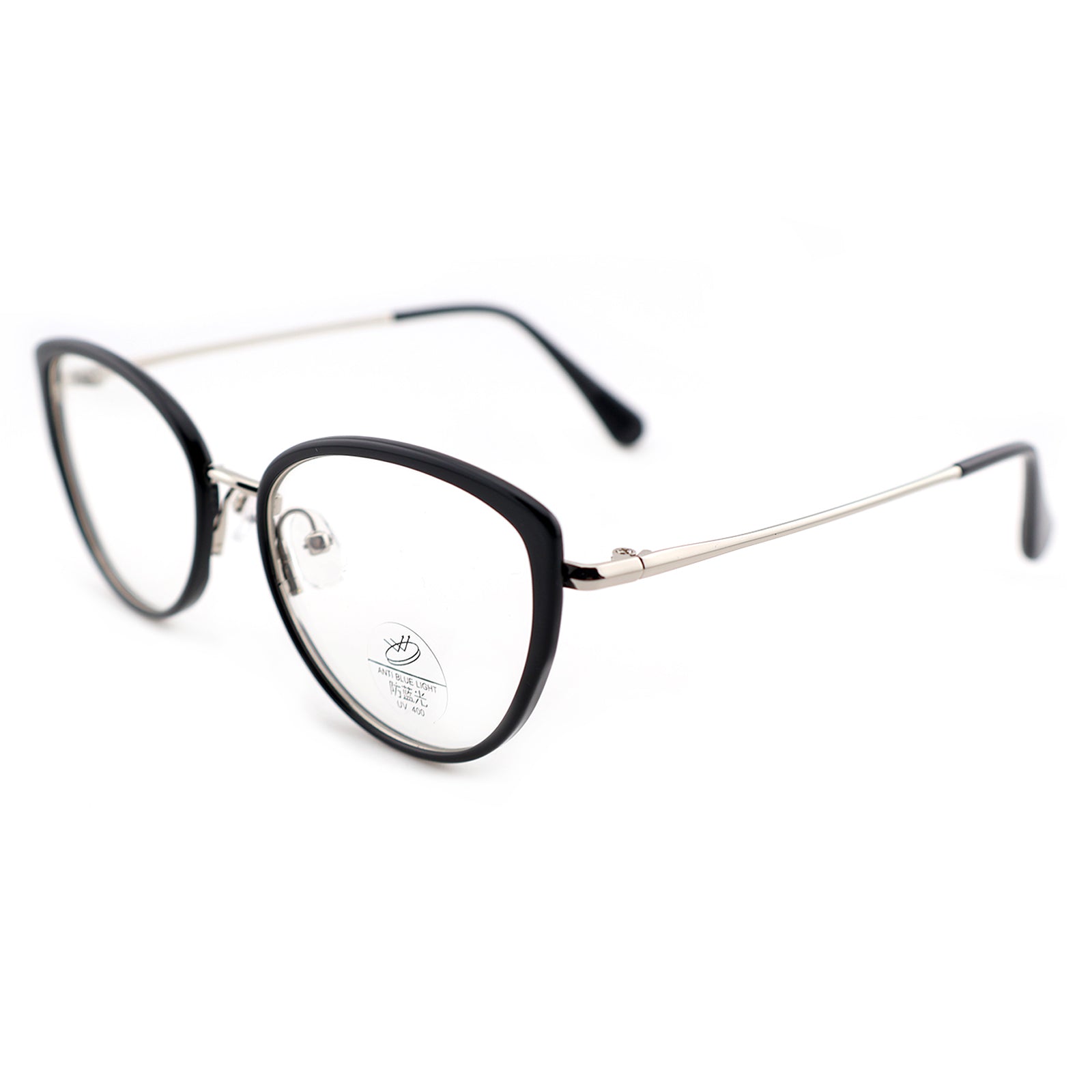 Women’s Retro Cat-Eye Computer Glasses, Silver Accent