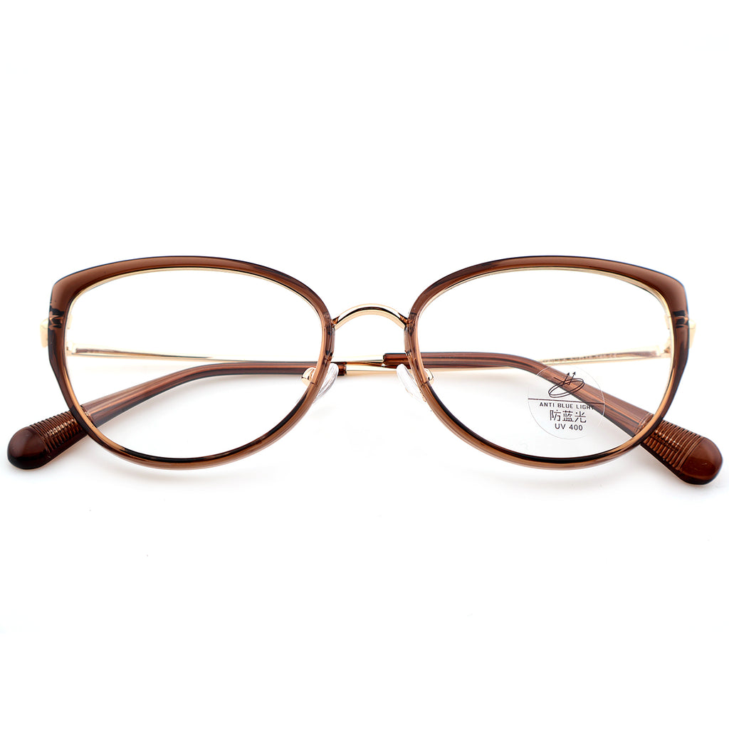 Women’s Retro Cat-Eye Computer Glasses, Silver Accent