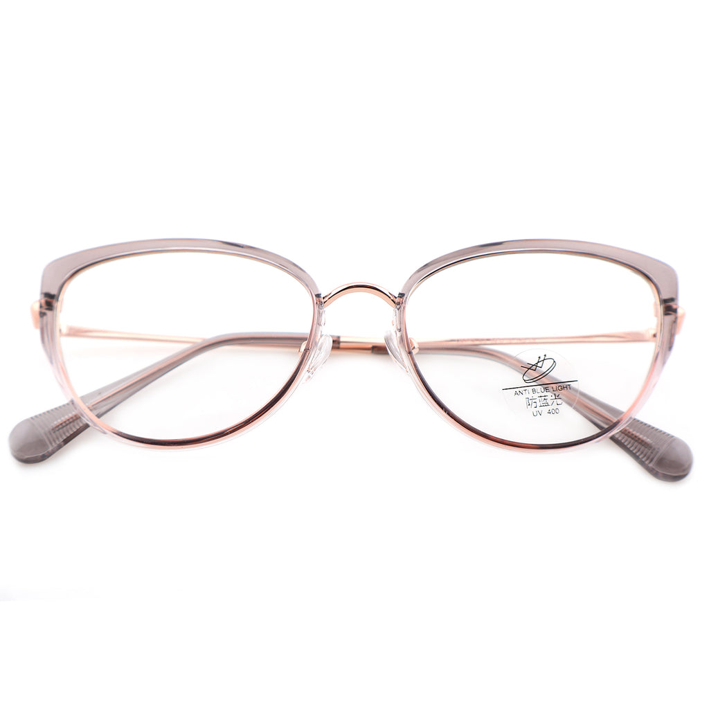 Women’s Retro Cat-Eye Computer Glasses, Silver Accent