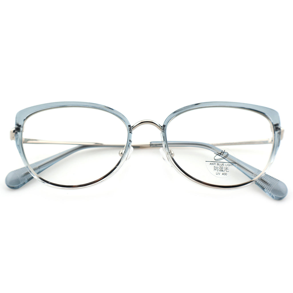 Women’s Retro Cat-Eye Computer Glasses, Silver Accent