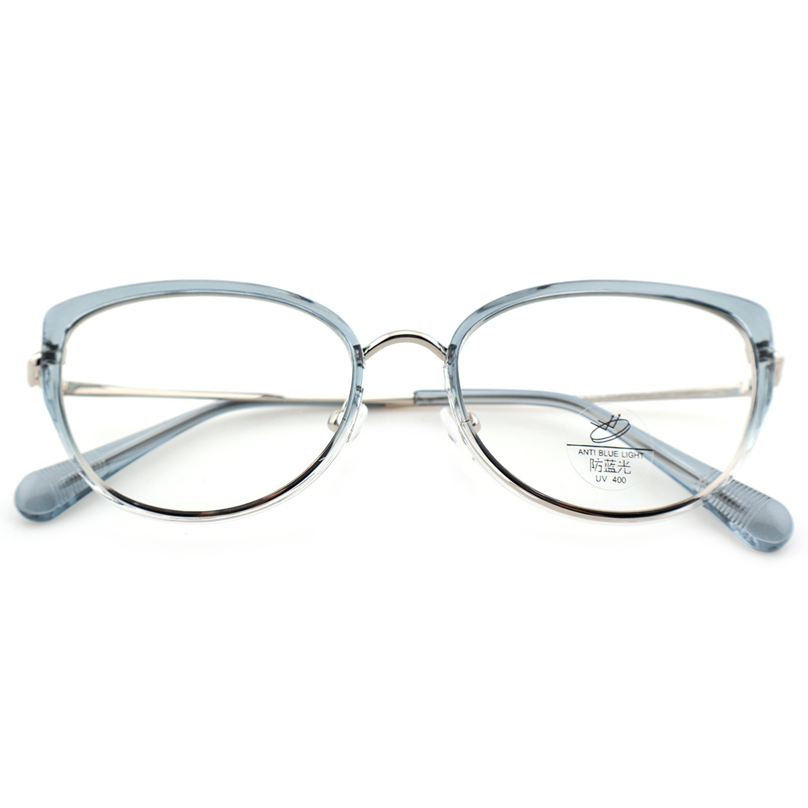 Women’s Retro Cat-Eye Computer Glasses, Silver Accent