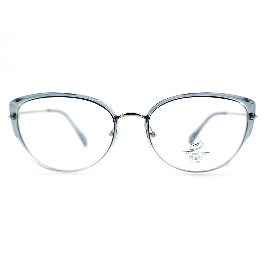 Women’s Retro Cat-Eye Computer Glasses, Silver Accent