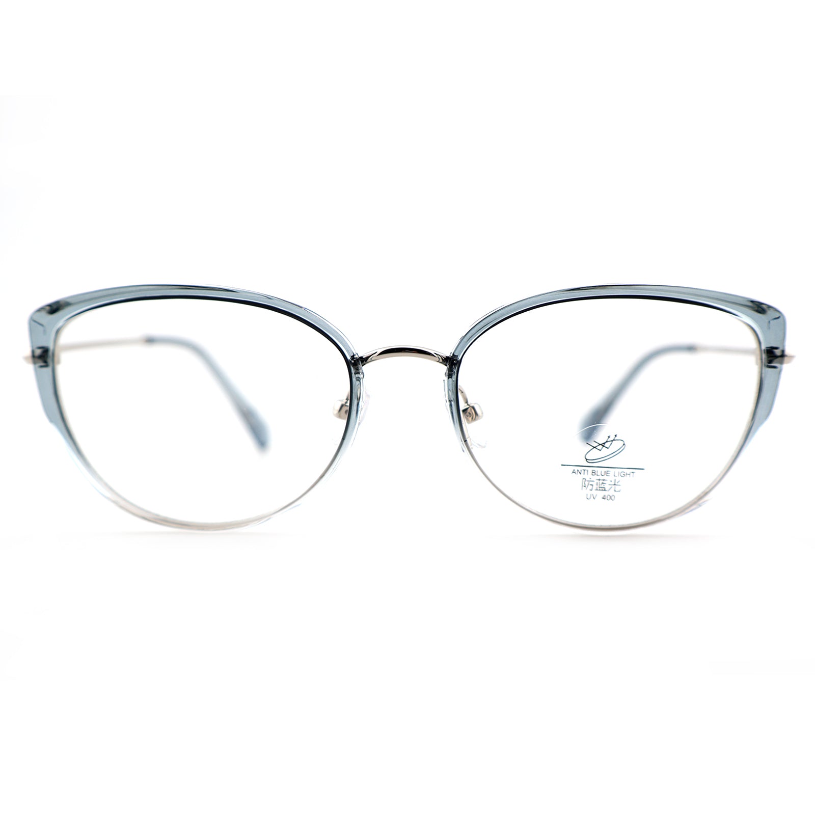 Women’s Retro Cat-Eye Computer Glasses, Silver Accent