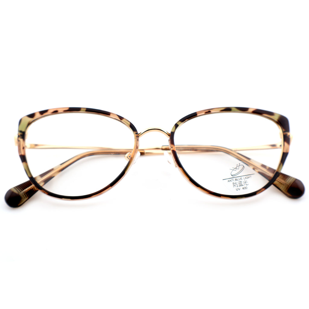 Women’s Retro Cat-Eye Computer Glasses, Silver Accent