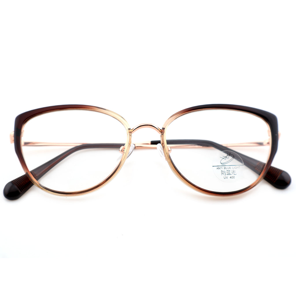 Women’s Retro Cat-Eye Computer Glasses, Silver Accent