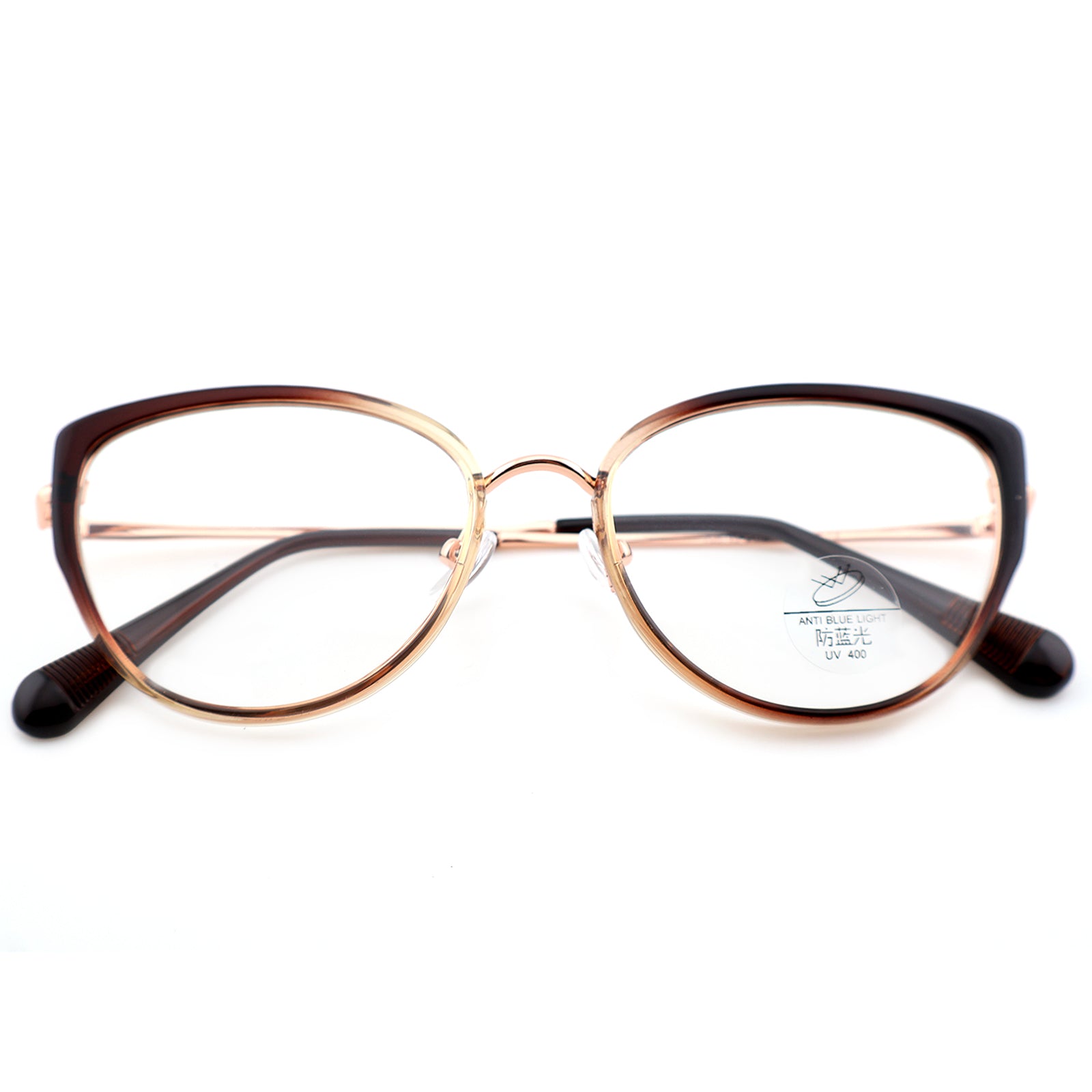 Women’s Retro Cat-Eye Computer Glasses, Silver Accent