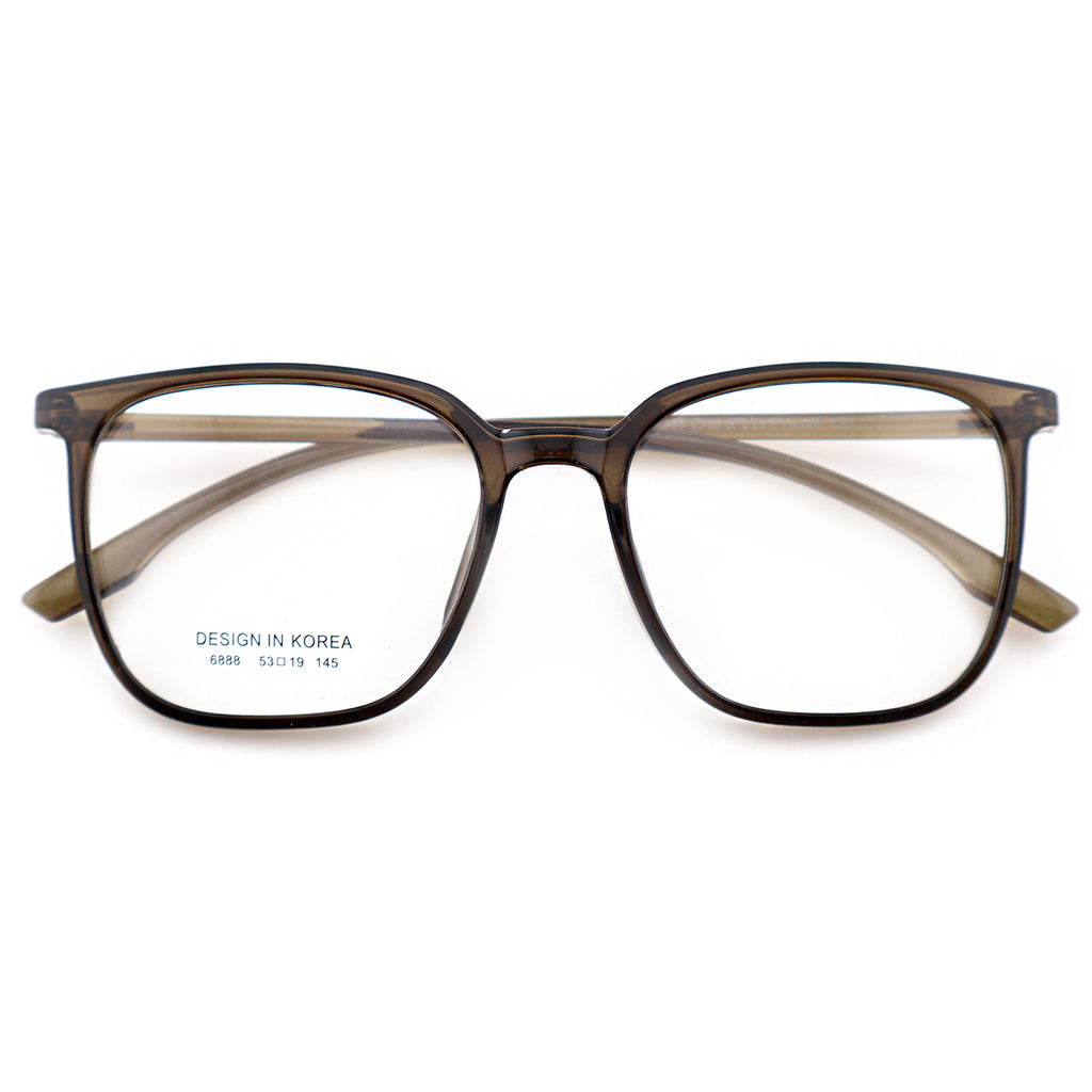 Transparent Brown Square Eyeglasses, Korean Design