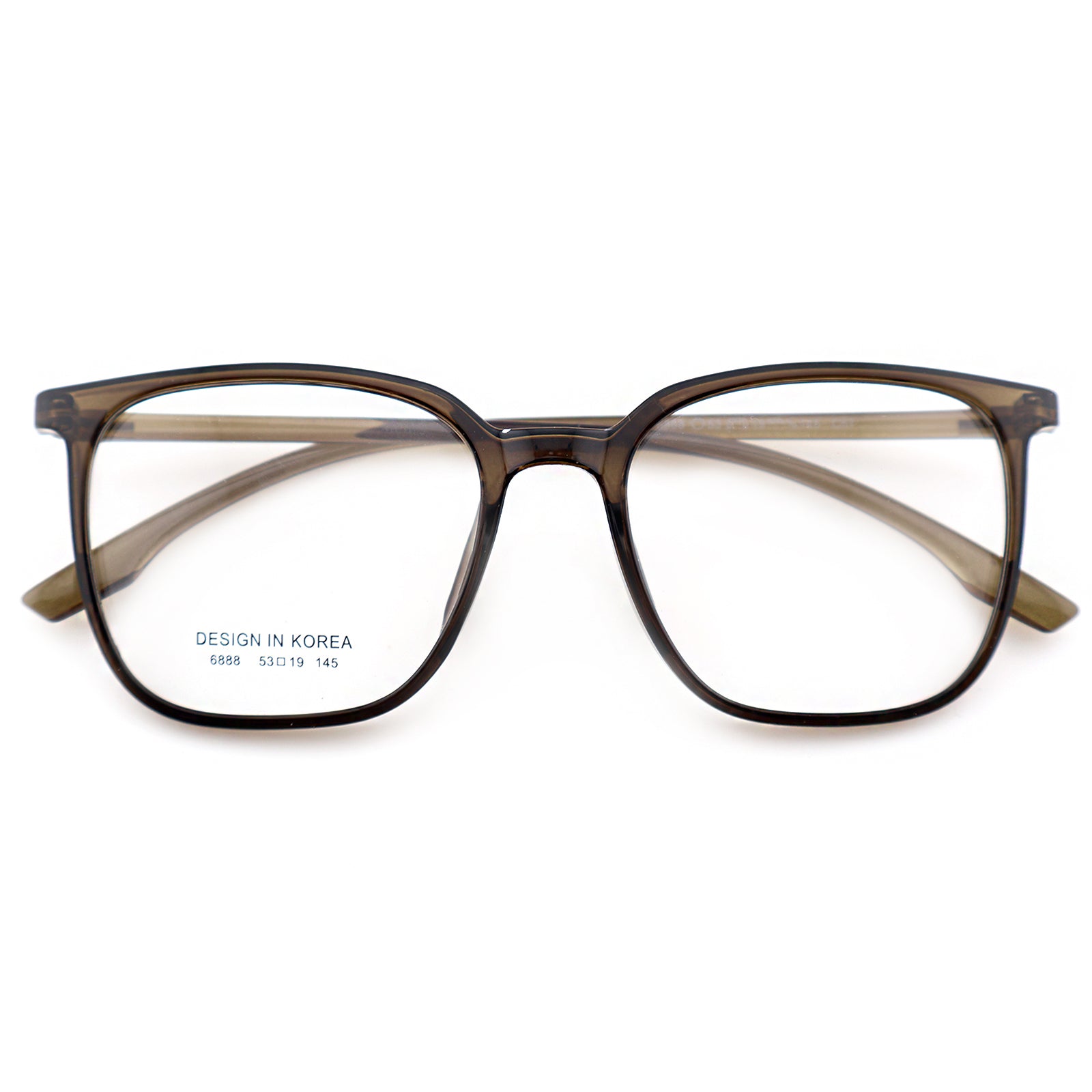 Transparent Brown Square Eyeglasses, Korean Design