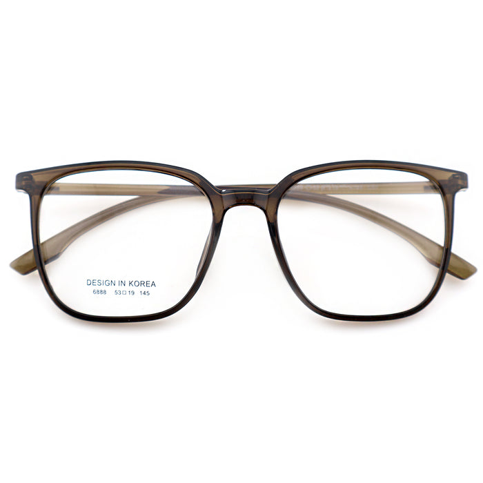 Transparent Brown Square Eyeglasses, Korean Design