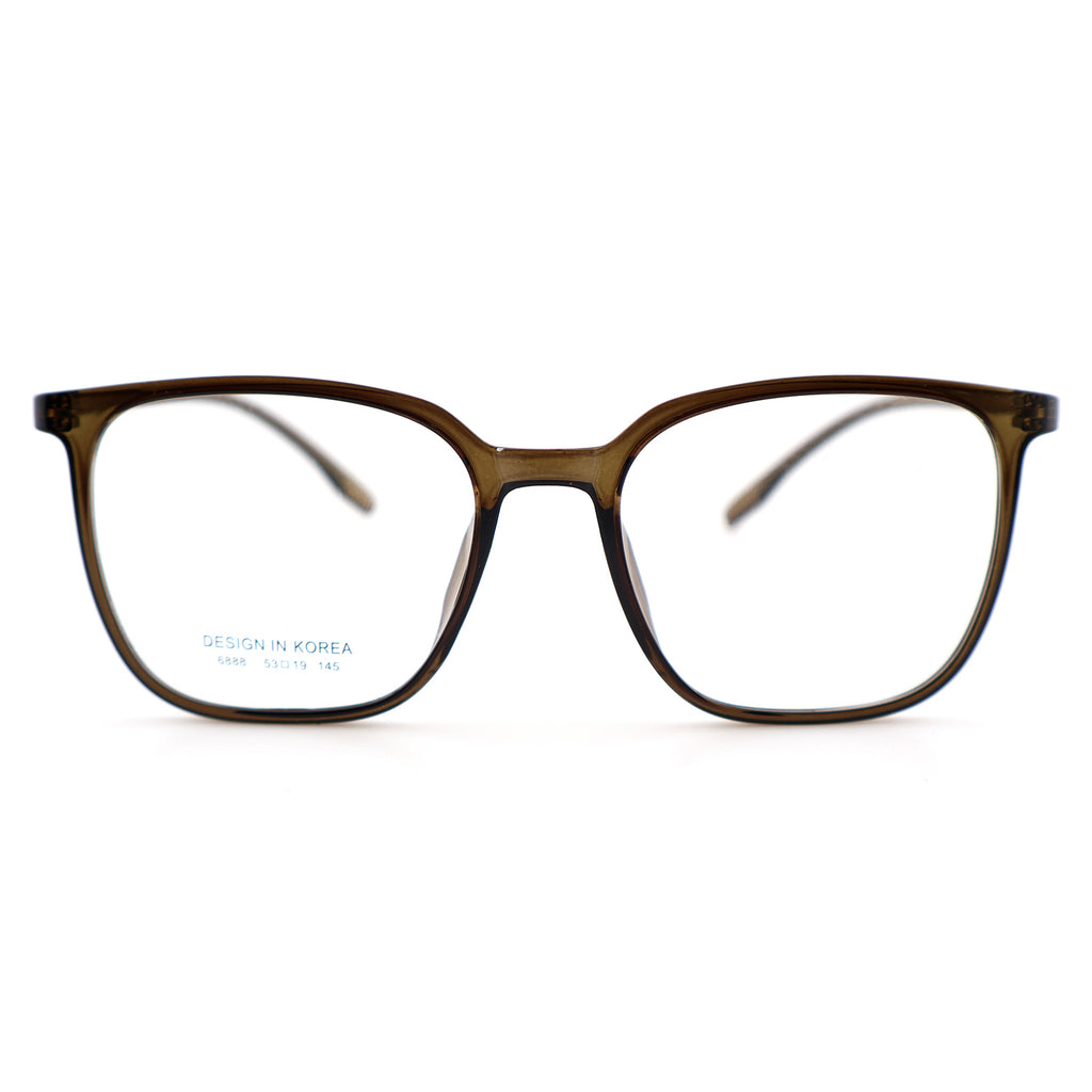 Transparent Brown Square Eyeglasses, Korean Design
