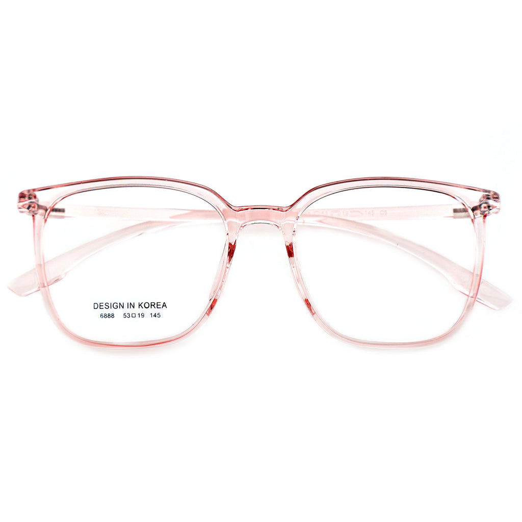Transparent Brown Square Eyeglasses, Korean Design