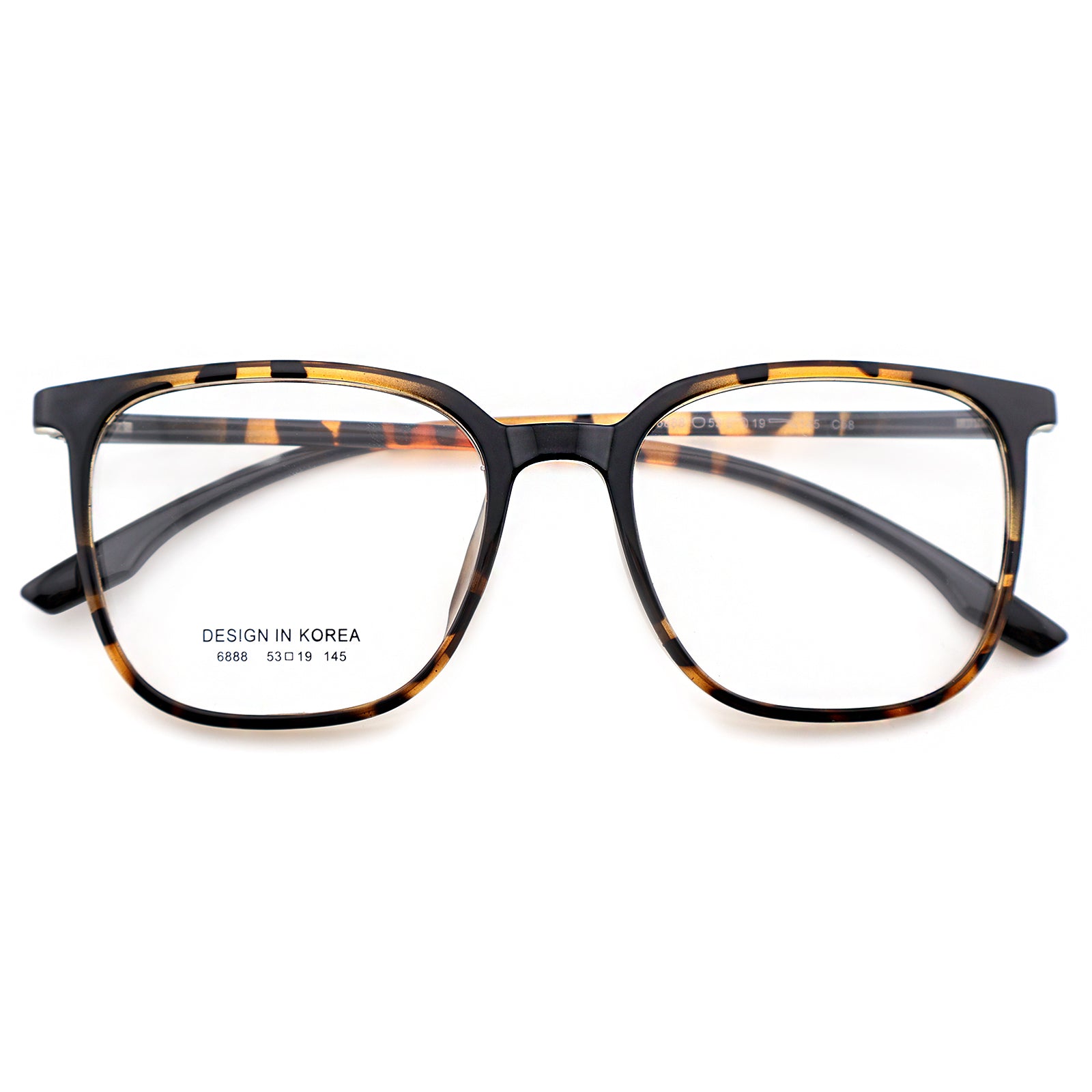 Transparent Brown Square Eyeglasses, Korean Design
