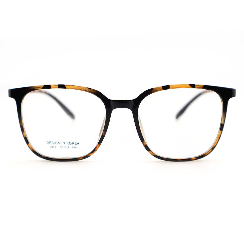 Transparent Brown Square Eyeglasses, Korean Design