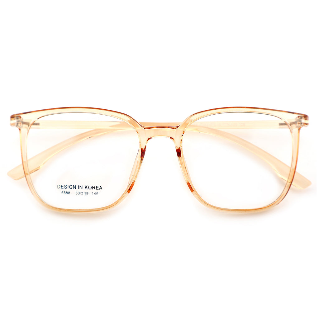 Transparent Brown Square Eyeglasses, Korean Design