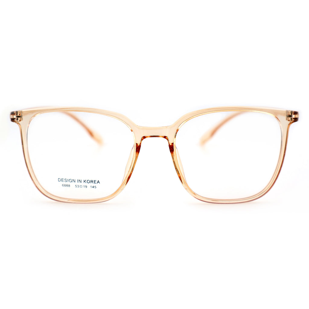 Transparent Brown Square Eyeglasses, Korean Design