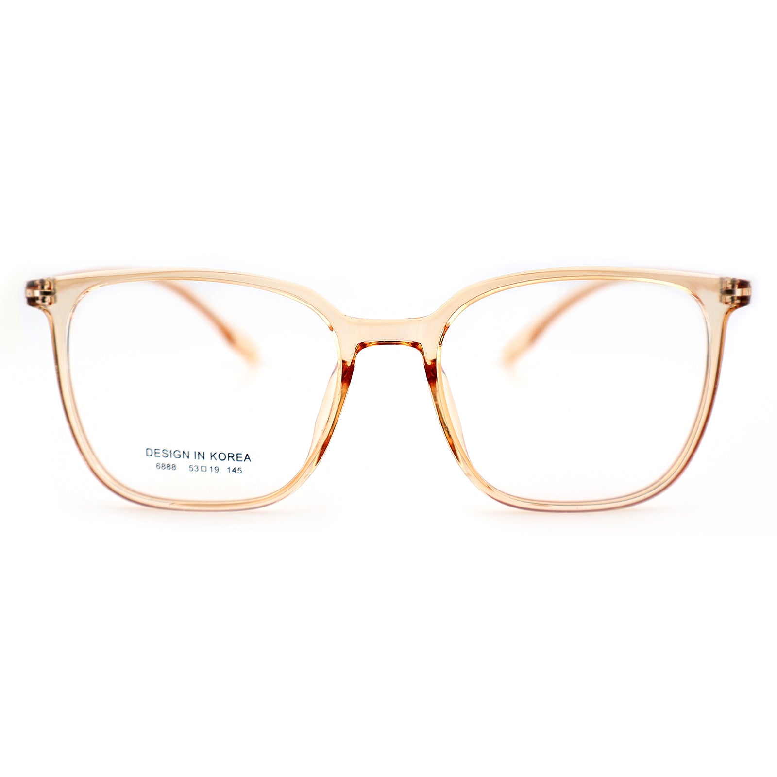 Transparent Brown Square Eyeglasses, Korean Design