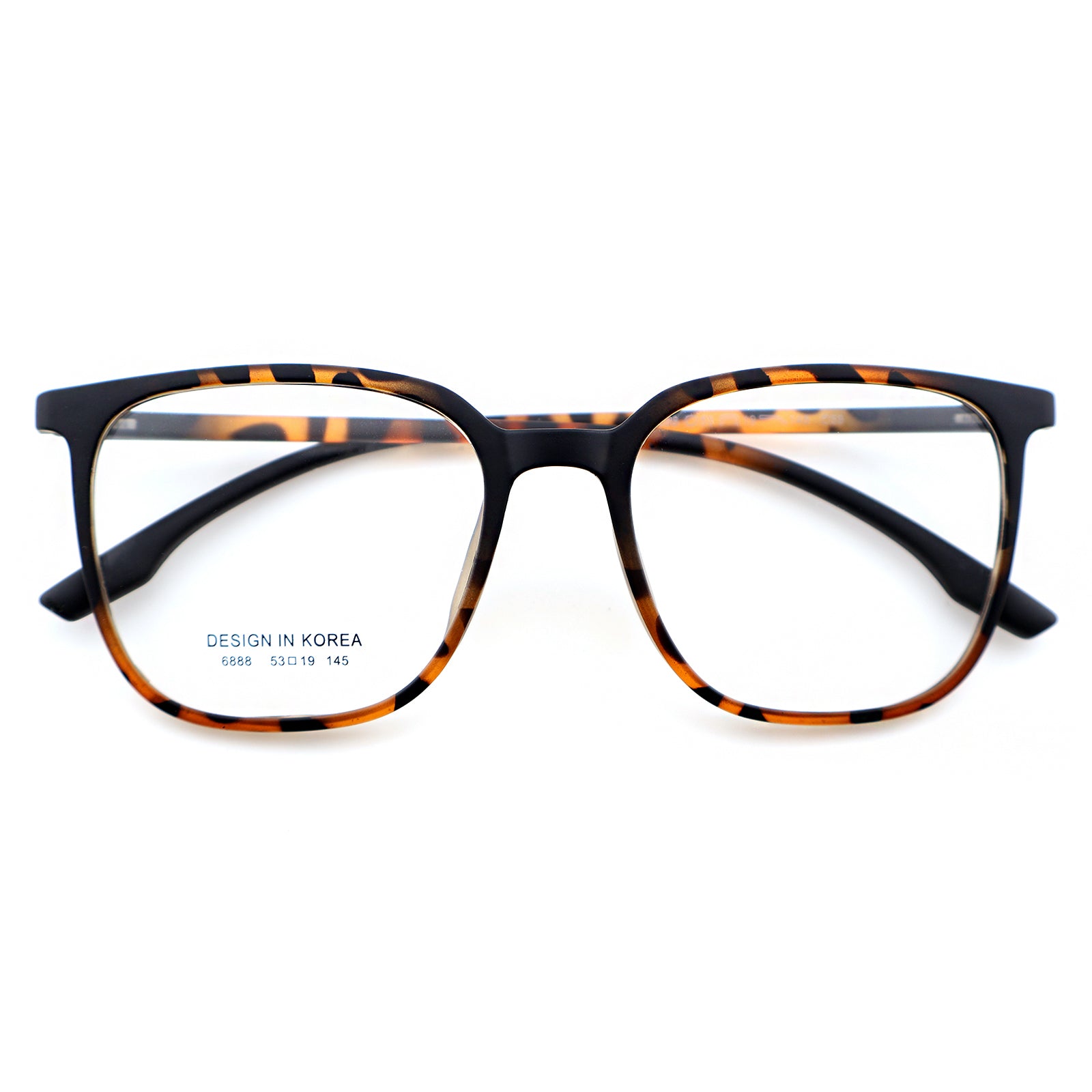 Transparent Brown Square Eyeglasses, Korean Design