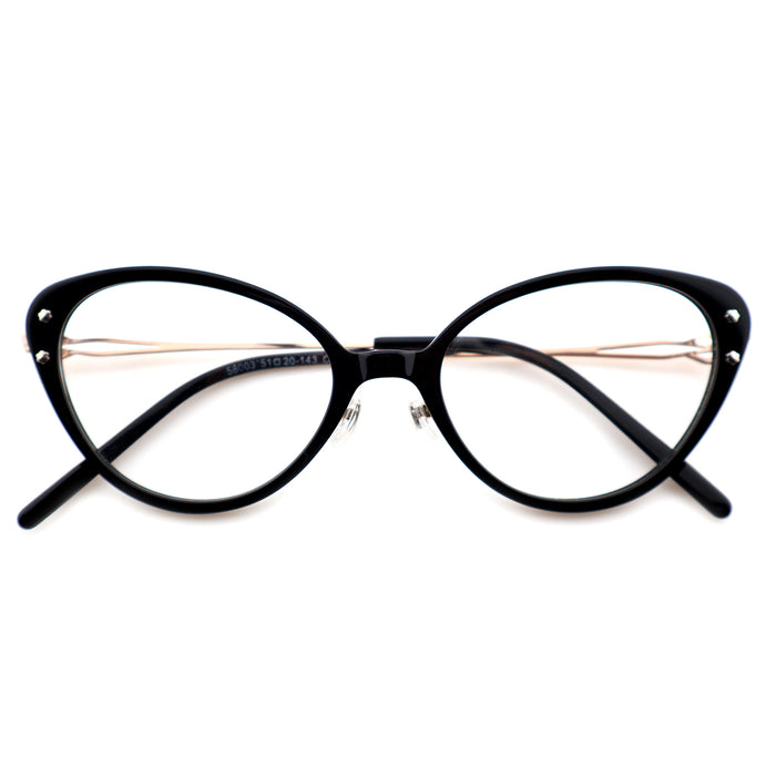 Women’s Retro Cat-Eye Eyeglasses with Metal Accents