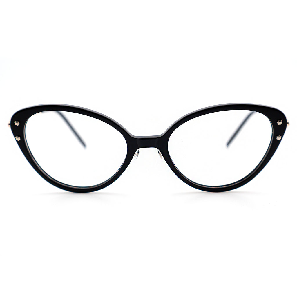 Women’s Retro Cat-Eye Eyeglasses with Metal Accents