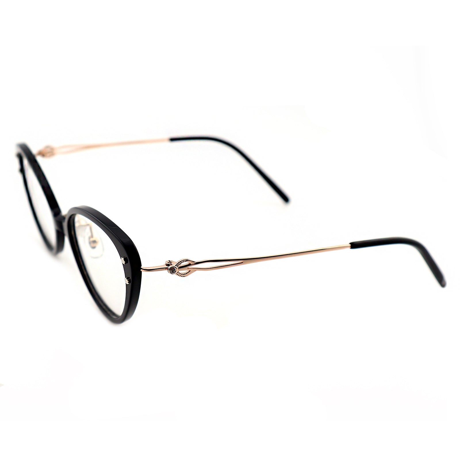 Women’s Retro Cat-Eye Eyeglasses with Metal Accents