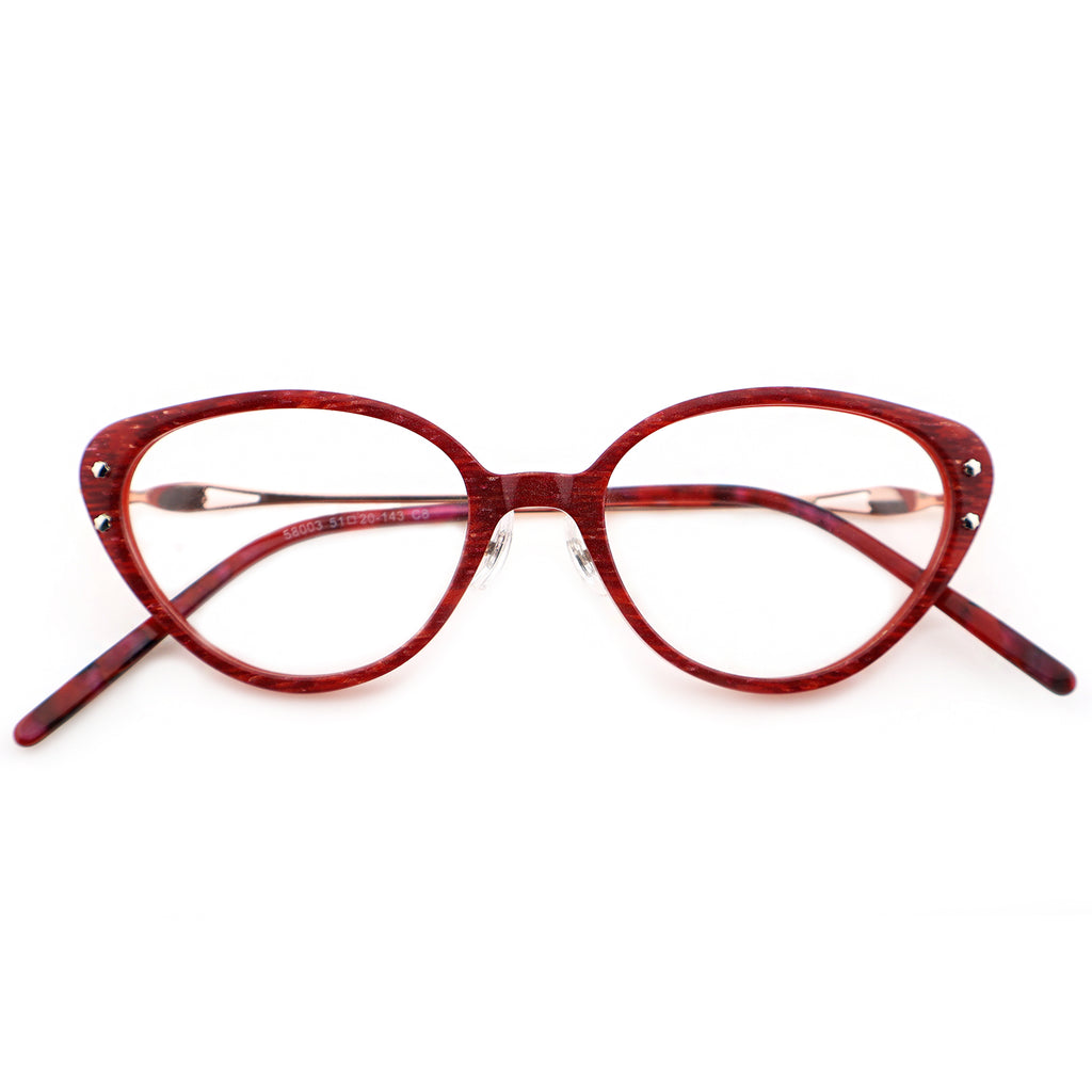Women’s Retro Cat-Eye Eyeglasses with Metal Accents