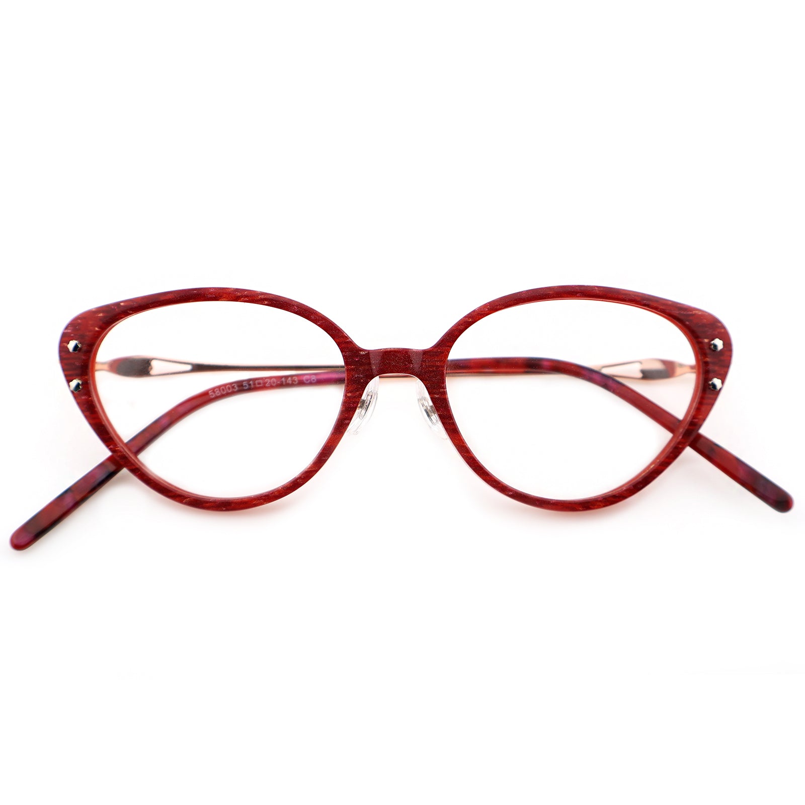 Women’s Retro Cat-Eye Eyeglasses with Metal Accents