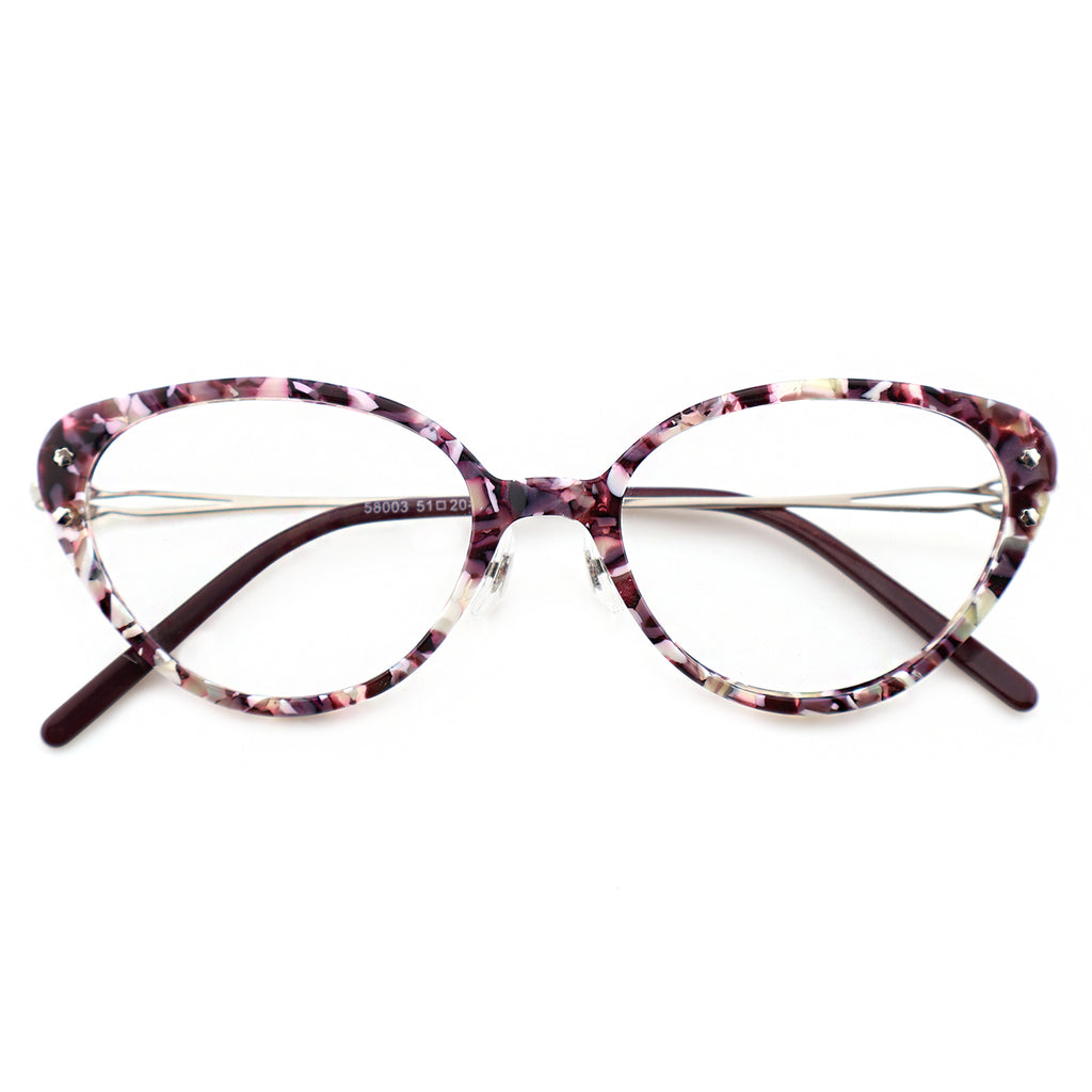 Women’s Retro Cat-Eye Eyeglasses with Metal Accents