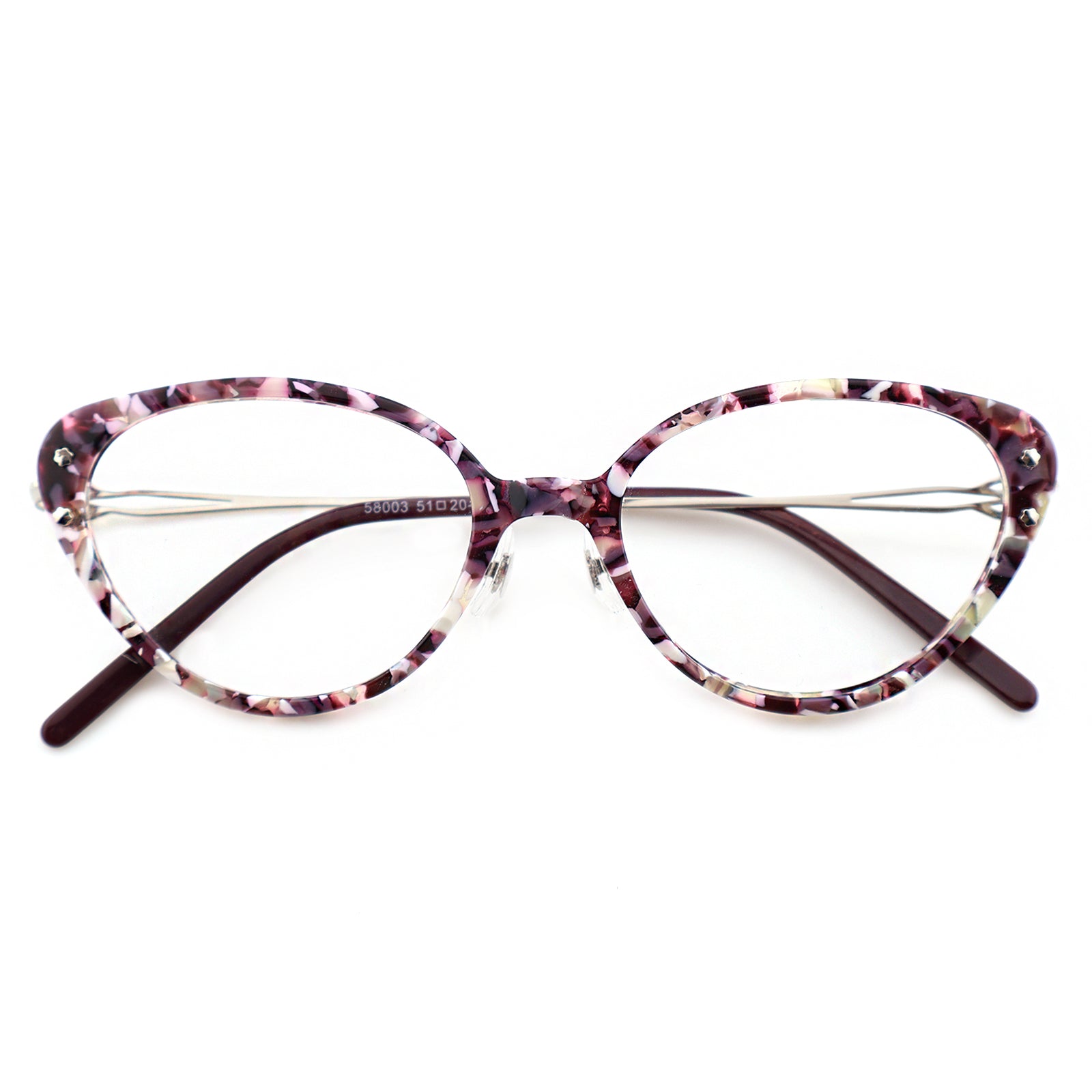 Women’s Retro Cat-Eye Eyeglasses with Metal Accents