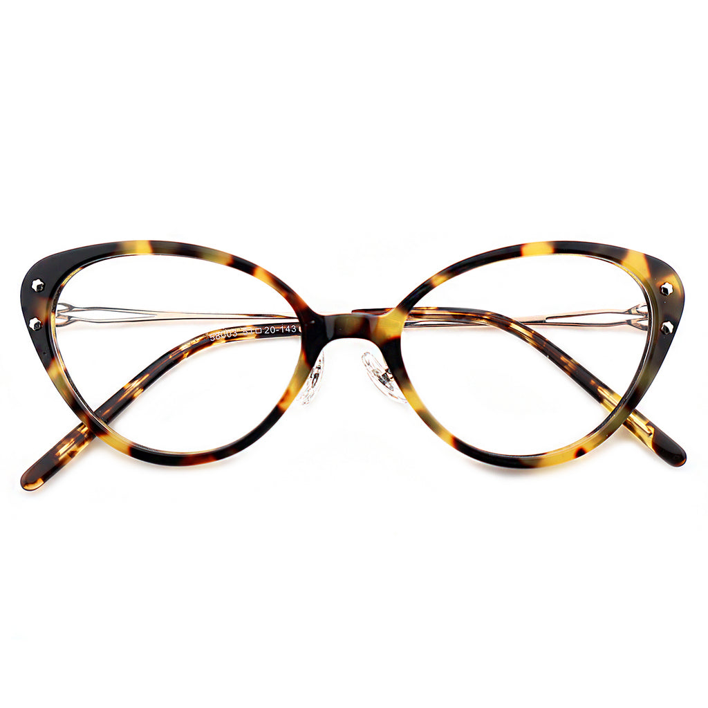 Women’s Retro Cat-Eye Eyeglasses with Metal Accents