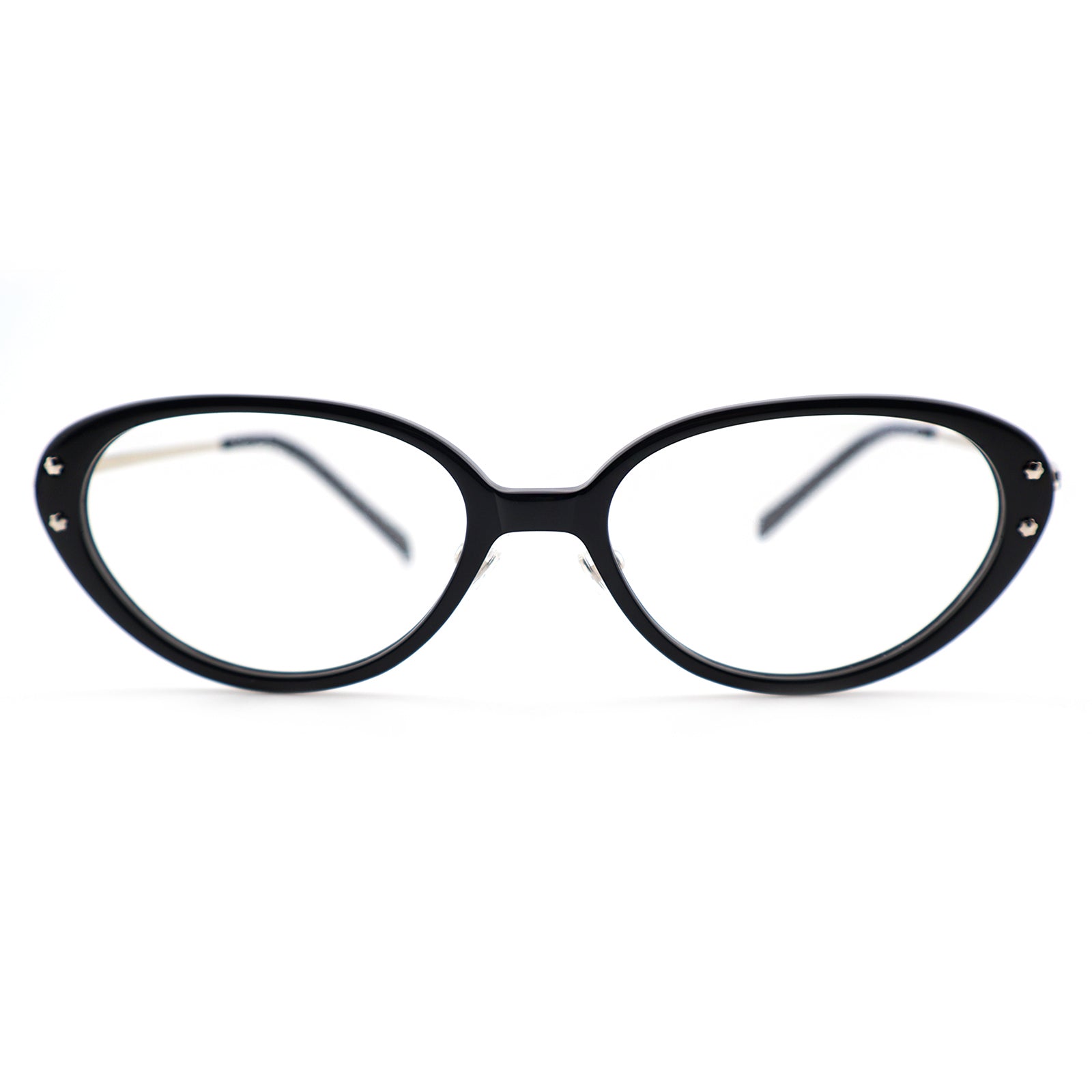 Slim Black Cat-Eye Eyeglasses with Metal Accents