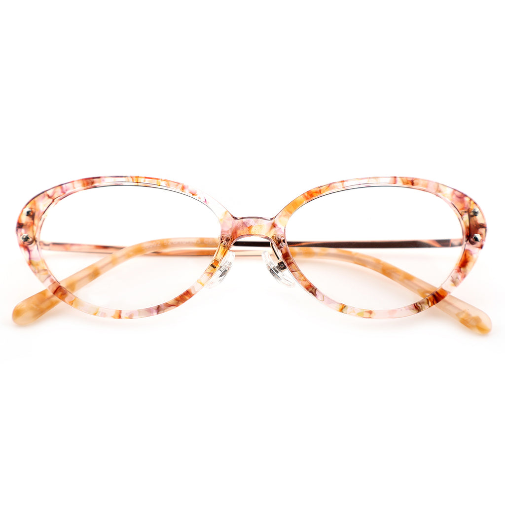 Slim Black Cat-Eye Eyeglasses with Metal Accents