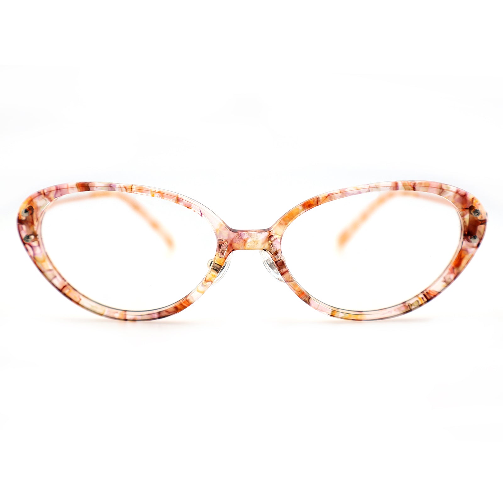 Slim Black Cat-Eye Eyeglasses with Metal Accents