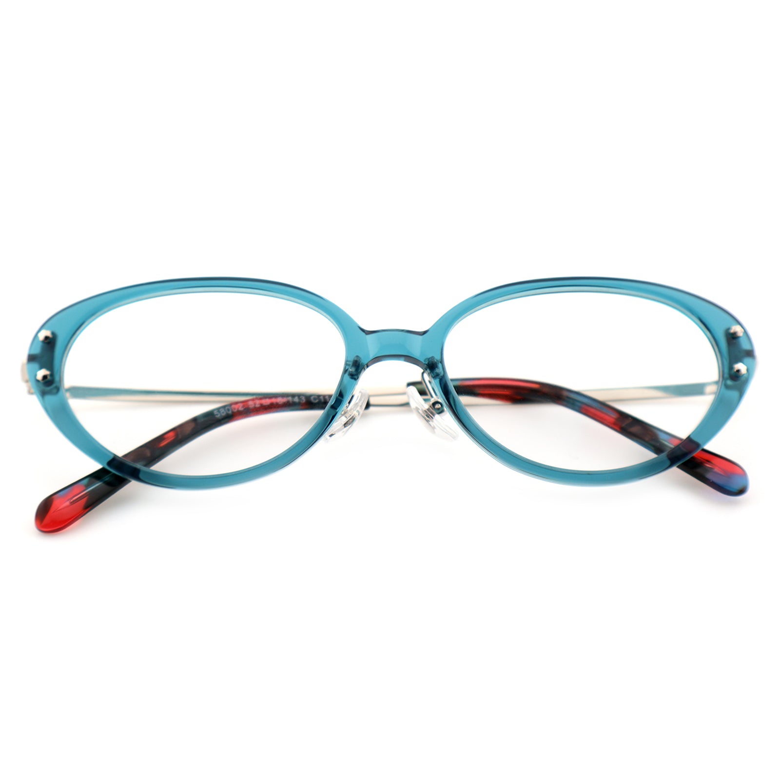 Slim Black Cat-Eye Eyeglasses with Metal Accents