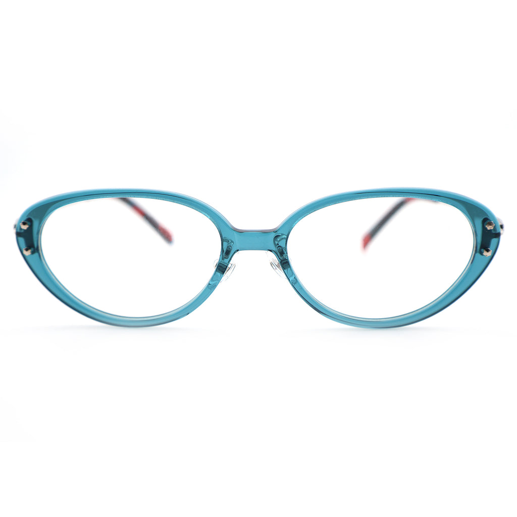 Slim Black Cat-Eye Eyeglasses with Metal Accents