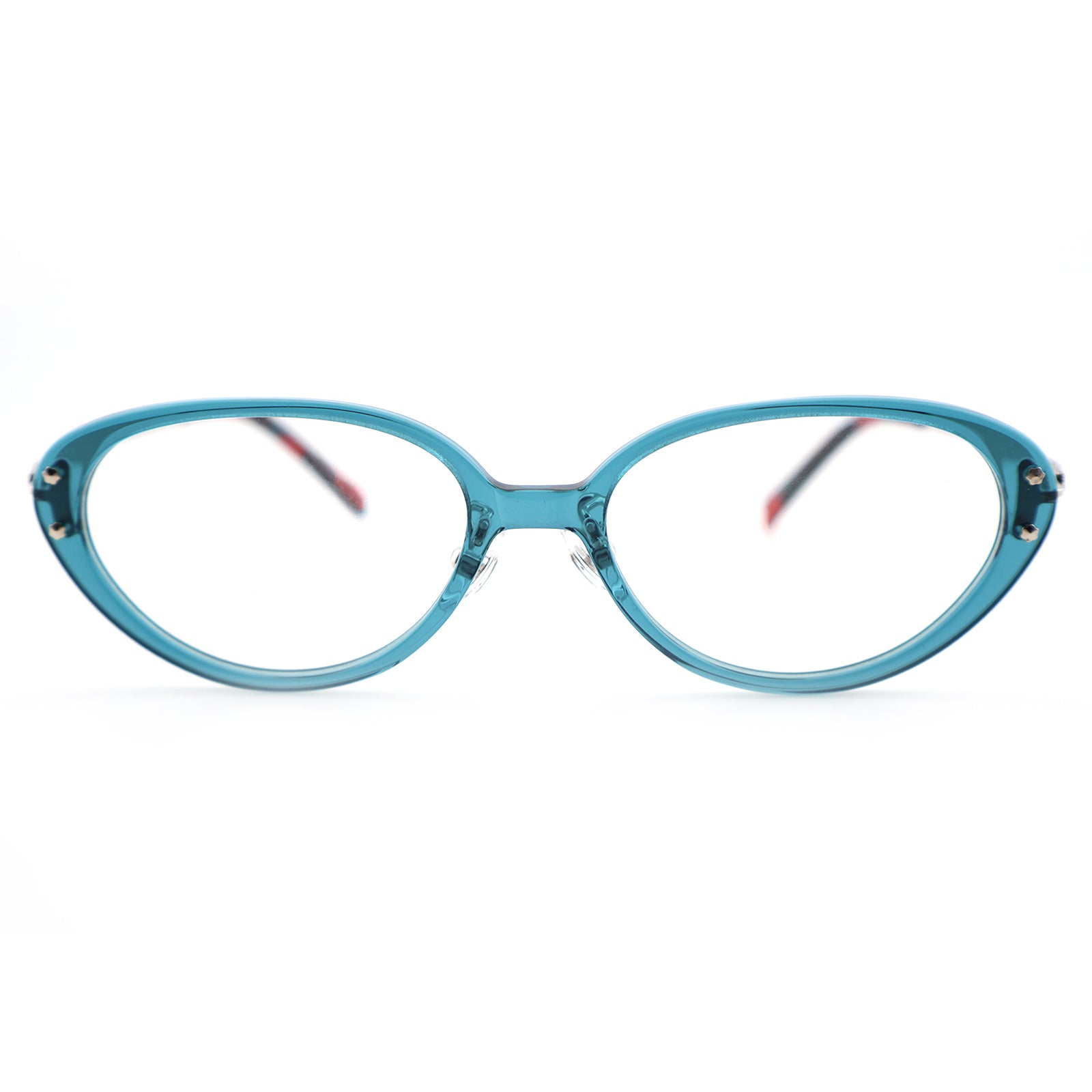 Slim Black Cat-Eye Eyeglasses with Metal Accents