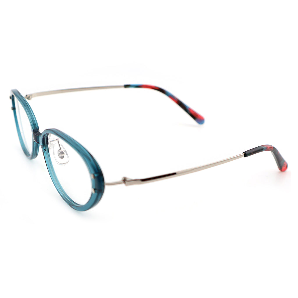 Slim Black Cat-Eye Eyeglasses with Metal Accents