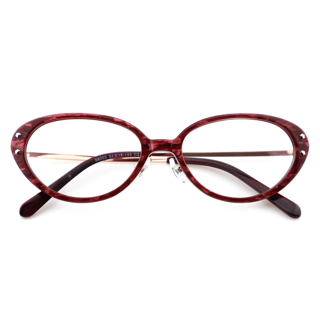 Slim Black Cat-Eye Eyeglasses with Metal Accents