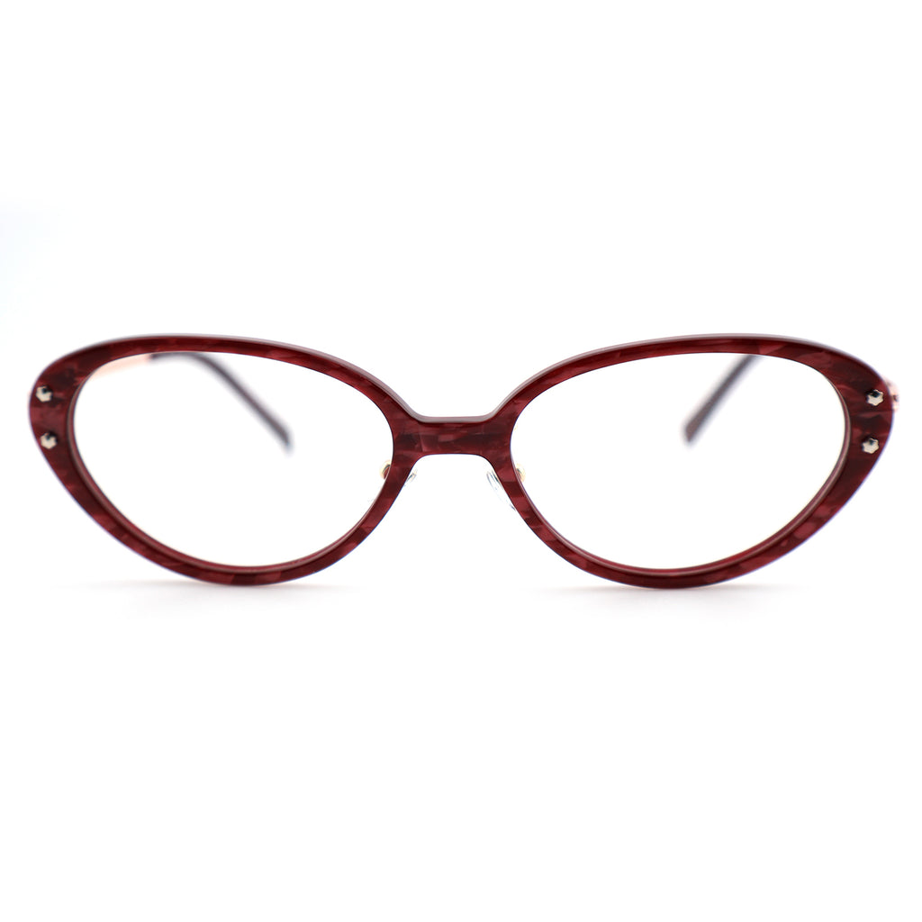Slim Black Cat-Eye Eyeglasses with Metal Accents