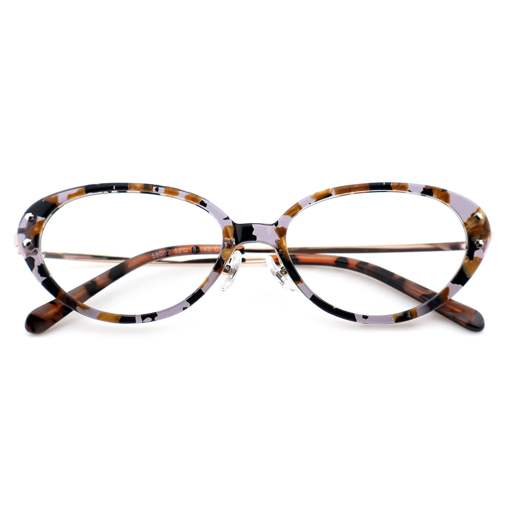 Slim Black Cat-Eye Eyeglasses with Metal Accents