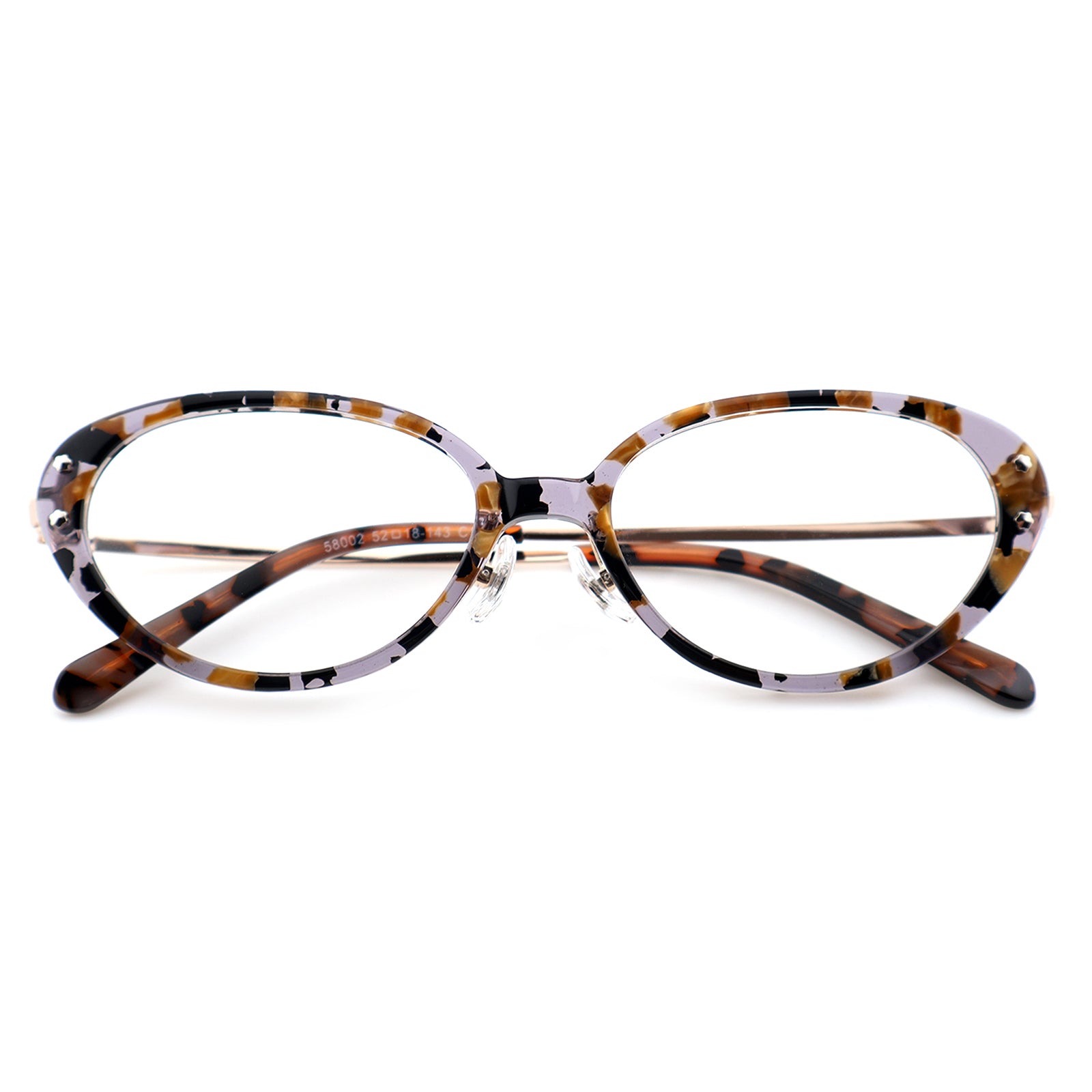 Slim Black Cat-Eye Eyeglasses with Metal Accents