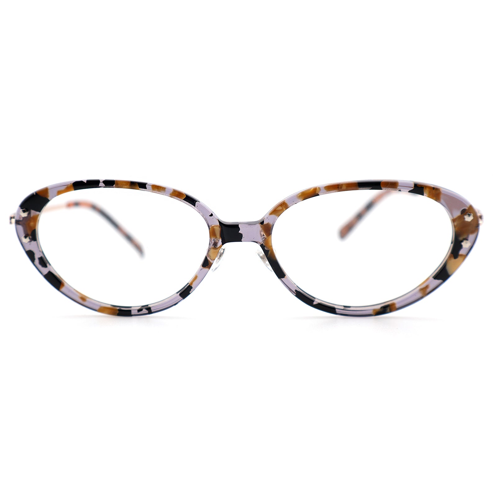 Slim Black Cat-Eye Eyeglasses with Metal Accents