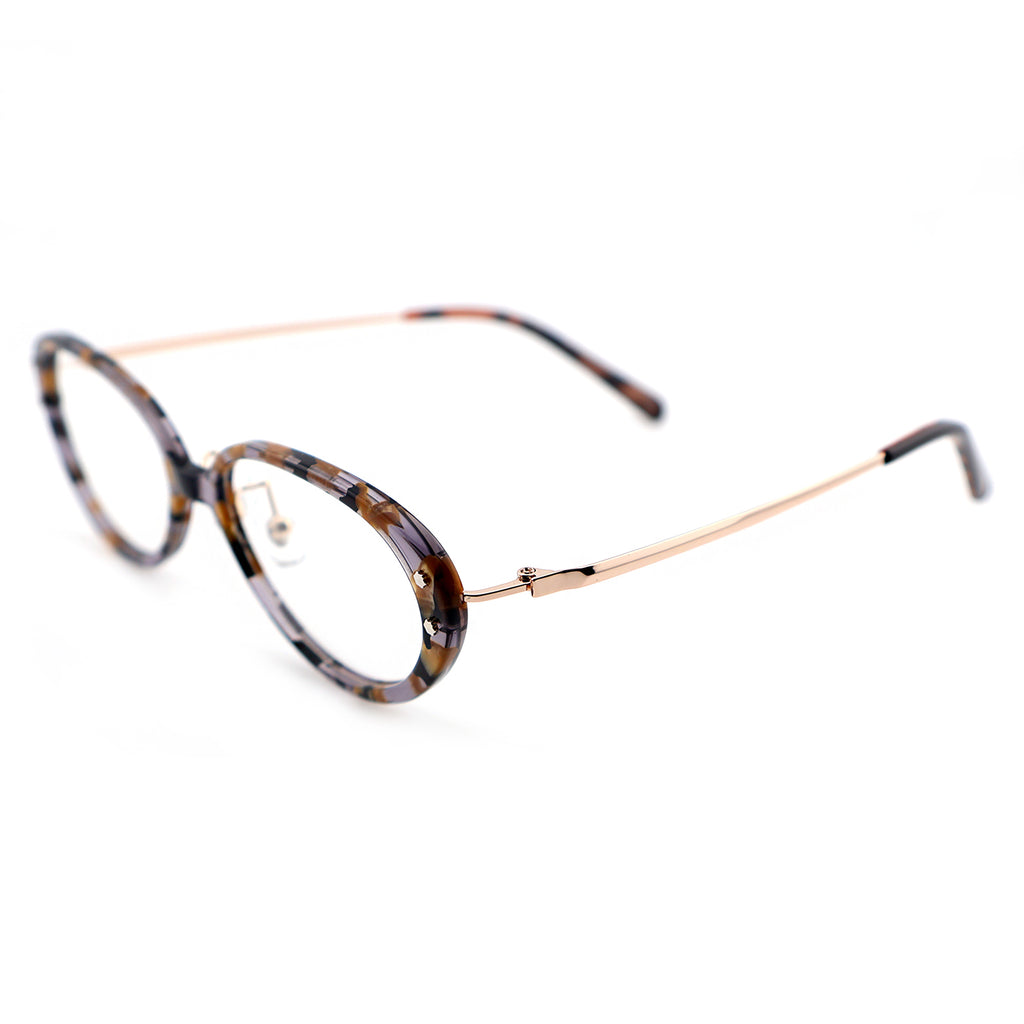 Slim Black Cat-Eye Eyeglasses with Metal Accents