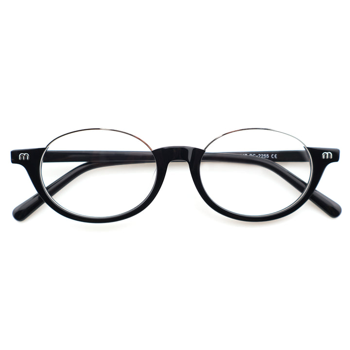 Unisex Half Rim Metal Spliced Letter Temple Anti Blue Light Prescription Eyeglasses, Free Shipping on Orders Over $79