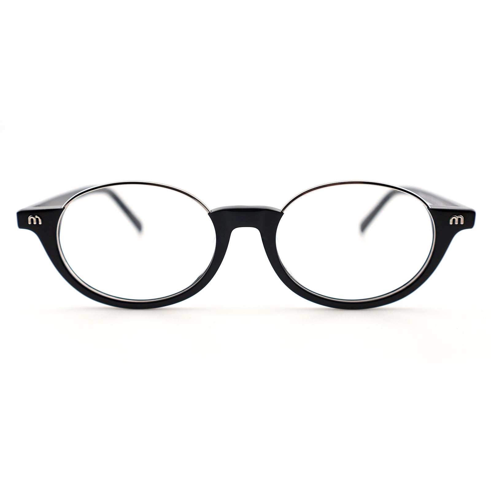 Black Half-Rim Browline Eyeglasses, Retro Round