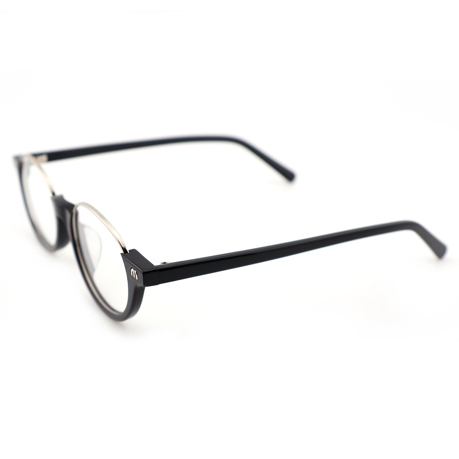 Black Half-Rim Browline Eyeglasses, Retro Round