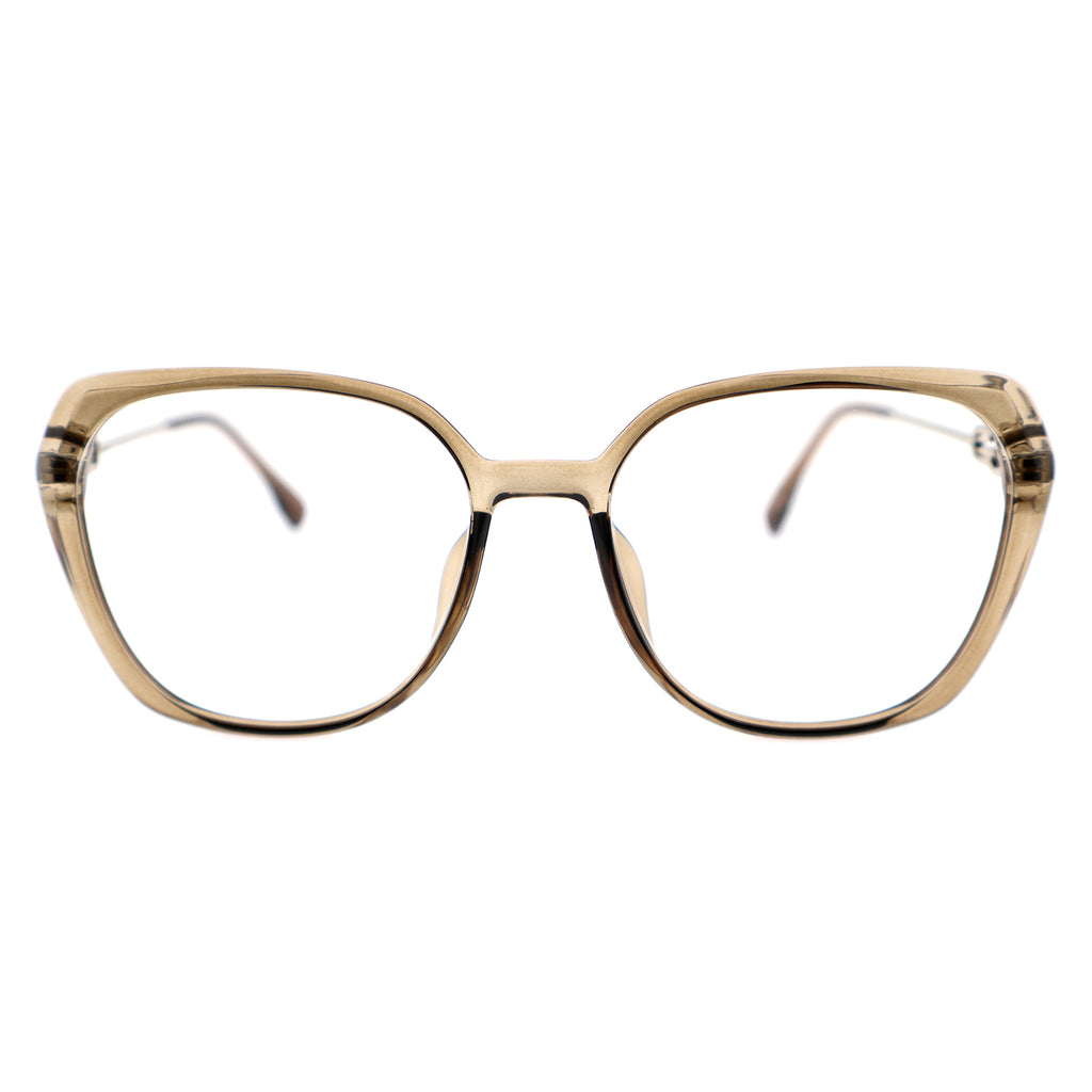 Black Polygon Eyeglasses with Interlocking Chain Hollow Metal Temples