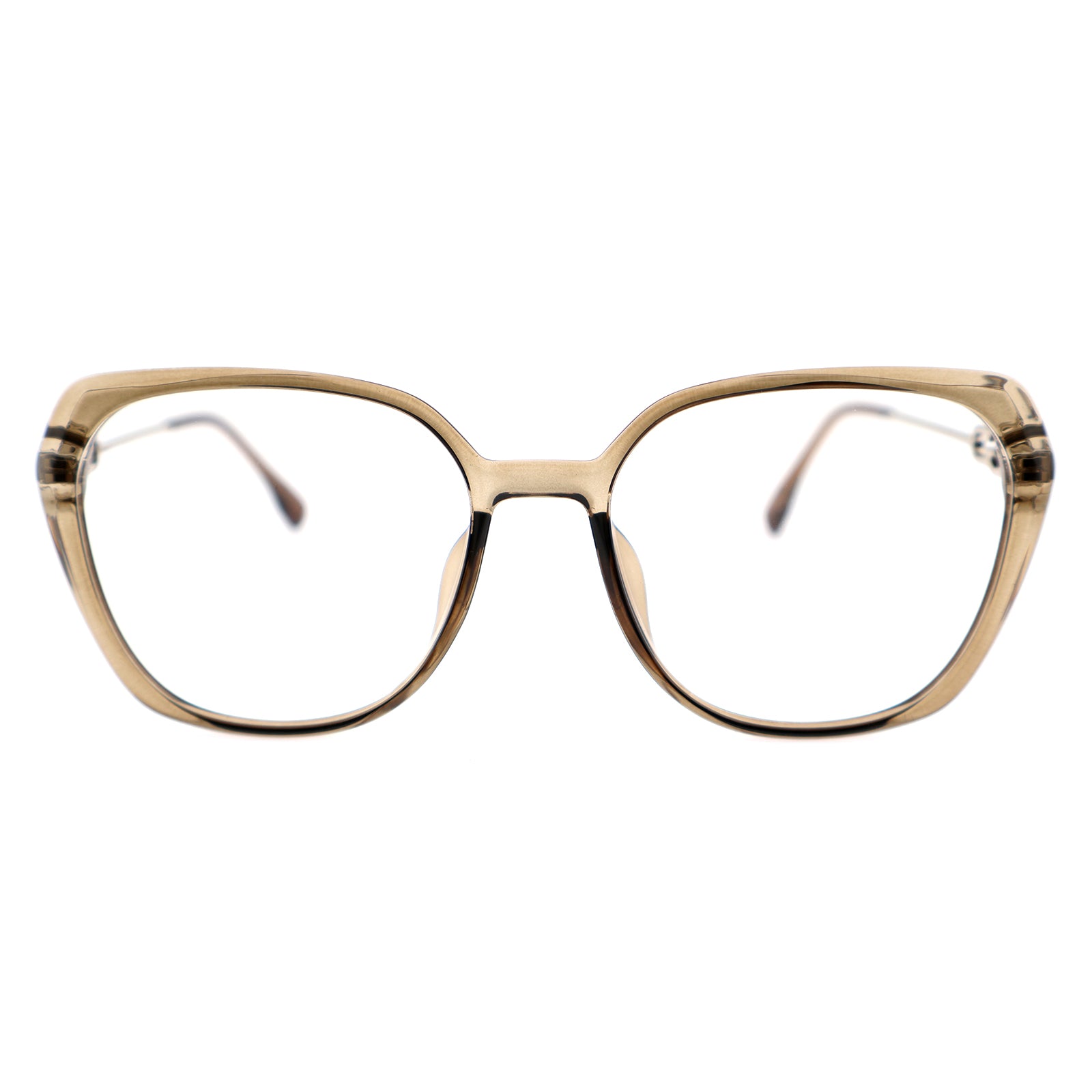 Black Polygon Eyeglasses with Interlocking Chain Hollow Metal Temples