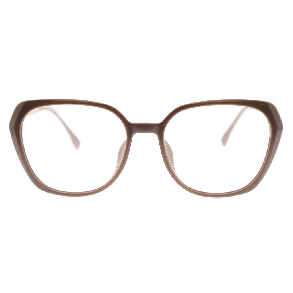 Black Polygon Eyeglasses with Interlocking Chain Hollow Metal Temples