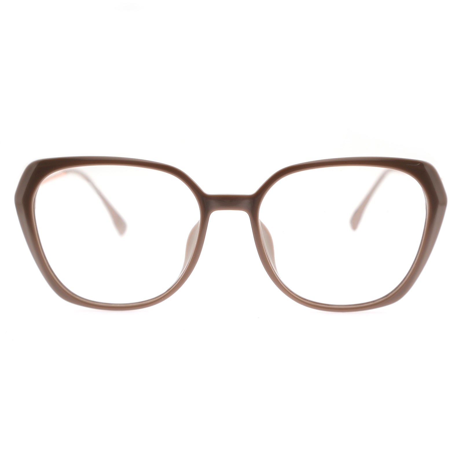 Black Polygon Eyeglasses with Interlocking Chain Hollow Metal Temples
